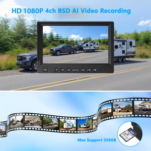 9 Inch Quad <strong>Side</strong> Rear <strong>View</strong> Backup <strong>Camera</strong> Warning <strong>System</strong> 4 Channels BSD Monitor Kit with Speaker for Truck Construction Equipment - Product Image 4