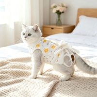 Baju Pemulihan Hewan Peliharaan Anti Rontok Ganda, Setelan Pasca Operasi, Bahan Mesh Bernapas, Tipis untuk Musim Panas, Pita Bunga, Tali Belakang, untuk Kucing dan Anjing