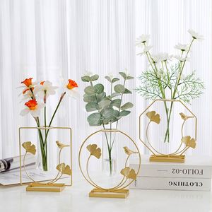 Florero de Tubo de Ensayo Dorado Nórdico, Florero Decorativo para Plantas Hidropónicas, Decoración Moderna para el Hogar - Product Image 1