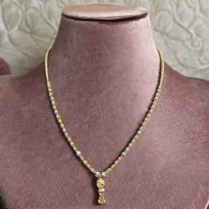 Elegante collar de oro con cuentas de dos tonos y colgante para mujer, diseño de cadena delicada, joyería para bodas y fiestas. - Product Image 2