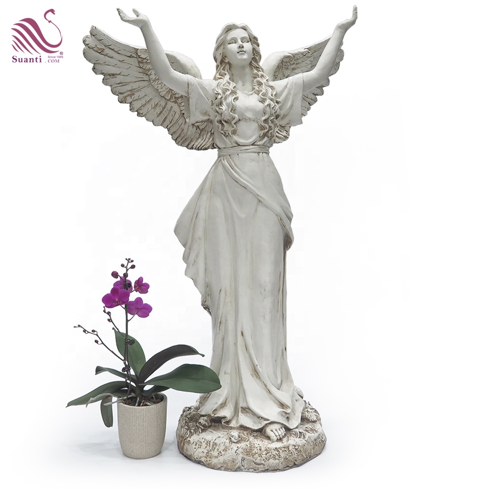Полирезиновая фигурка садового ангела Suanti, наружная Римская Статуя отеля, декоративные скульптуры, домашний декор, Современная художественная скульптура из смолы