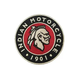 Ready to Ship Custom Motorcycle Circle Badge Iron On Leather DIY Jacket Clothes Indian Biker Embroidery Patch