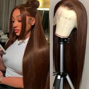 Perruque Lace Front 360 Brun Élégant Cheveux Longs et Lisses Couvrant Toute la Tête pour Femme Température Moyenne à Élevée - Product Image 4
