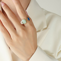 Nieuwe Hot Sale Kleurrijke Emaille Open Ring Mode PVD18k Goud 316L RVS Geometrische Sieraden