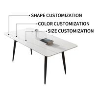 Fabricant de meubles, table à manger de luxe avec plateau en pierre frittée pour 6 à 8 personnes, ensemble de chaises de salle à manger en pin recyclé