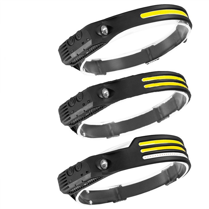 Встроенный аккумулятор 5 режимов освещения USB Перезаряжаемый СВЕТОДИОДНЫЙ Фонарь налобный фонарь COB светодиодный датчик фары с боковой свет