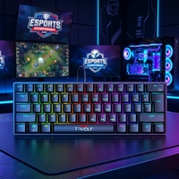 Souris de jeu filaire T-WOLF T61 TKL, clavier mécanique de jeu miniature 60% avec interrupteurs bleus, clavier personnalisé RGB, langues espagnole et russe