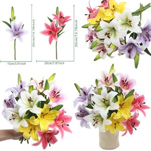 Artificial Lily Single Stem Flower Household Table Display Wedding Floral Arrangement Wholesale Decor - Product Image 1