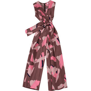 Tuta da donna estiva nuovo stile <span class=keywords><strong>Chiffon</strong></span> pantaloni larghi a vita alta senza maniche con stampa Slash tute alla moda - Product Image 6