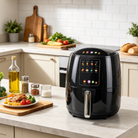 Friteuse à air verticale ovale 6L avec panneau tactile intelligent, menus prédéfinis multiples, circulation d'air chaud à 360°, appareil de cuisson domestique pour la cuisine