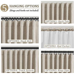 Rideaux Occultants Courts Thermiques Isolants Beige de 54 Pouces pour Chambre/Salon à Pattes Arrières/Poche à Tringle, Lot de 2 Panneaux - Product Image 6