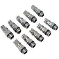 Konektor Cepat Tiga-dalam-Satu Amerika/Eropa, Steker Jantan 1/4NPT, Konektor Standar, Berlapis Krom Besi, Ulir Luar
