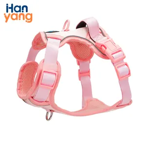 Hanyang OEM Custom Artificial elastic fibre No pull Heavy Easy walk Pet dog harness Adjustable Soft neoprene Padded Dog Harness