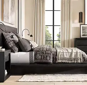 Luxury Bed Teak Wooden Beds Queen King Size Bed Frame Wood Modern Villa Home Hotel Bedroom Furniture Set Commercial