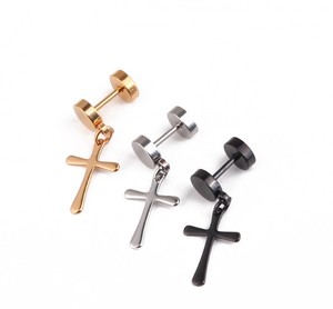 Pendientes de botón baratos con diseño de mancuerna y cruz de George <span class=keywords><strong>Michael</strong></span> para hombre - Product Image 2