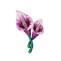 Bros Pin Enamel Bunga Tanaman Grosir, Set Bros Pin Bunga Kristal Mutiara Berhias Berlian Imitasi dari Bahan Alloy untuk Hadiah