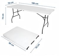 Table pliante rectangulaire portable de 6 pieds pour le camping et les pique-niques, en plastique, pour l'extérieur
