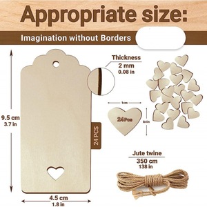 24pcs wooden unfinished label pendant, handmade wooden blank gift <b>bookmark</b>, wooden tag. - Product Image 3