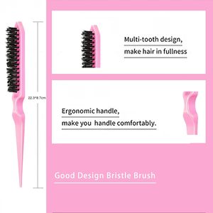 Juego de cepillos de pelo personalizados, cepillo de borde de pelo de doble cara, peine suave, peine de cola de rata con pinza de pico de pato - Product Image 2