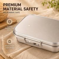Boîte à lunch bento Risheng à 3 compartiments, ultra-fine, en acier inoxydable 304, hermétique, compatible micro-ondes, pour enfants, sans BPA, capacité de 1 à 3 L