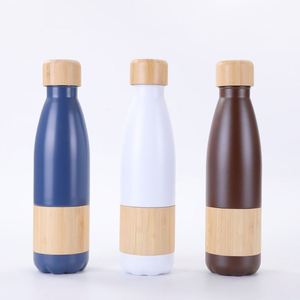 Botella de Agua Aislada al Vacío de Acero Inoxidable 304 Ecológica de 500 ml, con Base de Bambú y Tapa de Madera, Rendimiento Térmico de 6 a 12 Horas, Diseño Simple y Moderno - Product Image 2
