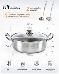 Pentola per Hot Pot in Acciaio Inox con 2 Scomparti, Divisoria per Sapori, Compatibile con Piano a Induzione, Lucidatura, per Zuppe, Utilizzabile in Cucina Domestica - Product Image 5