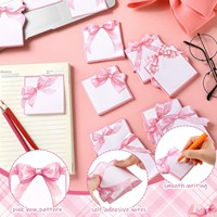 Blocs-notes autocollants personnalisés avec logo, nœud rose, 3x3 pouces, blocs-mémo mignons à l'aquarelle, fournitures de bureau