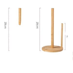 Estante de papel de rollo de bambú vertical simple estante de almacenamiento de pañuelos de cocina y baño para gabinete o mesa - Product Image 1