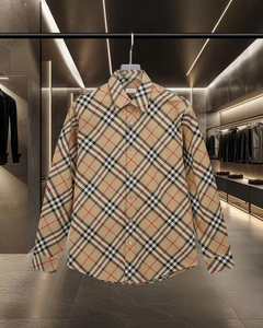 Chemise d'affaires pour homme de qualité supérieure, style vintage décontracté, motif à carreaux, style rétro, couleur kaki, Bur berry - Product Image 1