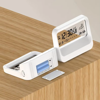 AIKS Smart Multifunktionaler Wecker im japanischen Stil, batteriebetrieben, transparentes digitales LCD-Display, Temperatur und Luftfeuchtigkeit