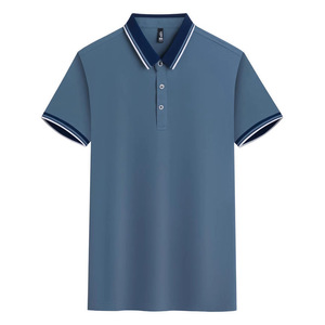 Polo Shirt <b>Light</b> Blue Polyester Solid Color Short Sleeve <b>Work</b> Uniform Restaurant Bar Employee Apparel - Product Image 2