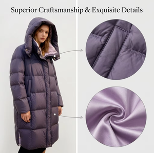 Parka d'hiver <span class=keywords><strong>longue</strong></span> imperméable et coupe-vent pour <span class=keywords><strong>femme</strong></span>, veste matelassée décontractée et ample avec capuche en velours et rembourrage en duvet de canard - Product Image 3