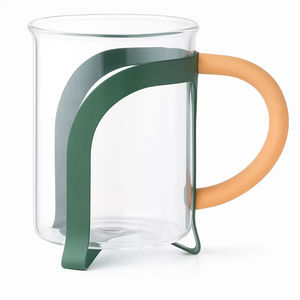 2セットのガラス製コーヒーカップ、ハンドル付き、耐熱ガラスマグ、カフェ、家庭、キッチン用の透明なドリンクグラス - Product Image 5