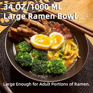 ชามราเม็งเซรามิกชุดชามก๋วยเตี๋ยว2ใบพร้อมตะเกียบและช้อนขนาด38ออนซ์ชามราเมงนุ่มสีดำ - Product Image 4