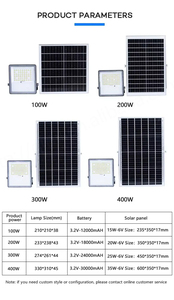 IP65 haute luminosité LED lumière d'inondation solaire 100W-6500K corps de lampe en aluminium étanche pour jardin extérieur SAA certifié - Product Image 2