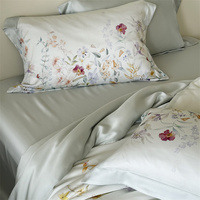 Parure de lit d'été de luxe premium 80S en Lyocell, 4 pièces, élégante, imprimé floral numérique, garnissage en fibres de protéines de soie, rafraîchissement instantané