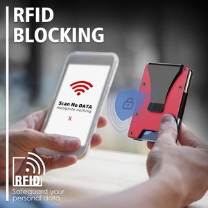 Front Pocket Aluminum <b>Card</b> <b>Holder</b> with Money Clip RFID Blocking <b>Wallet</b> Custom Logo - Product Image 2