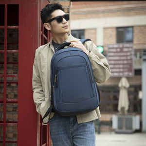 Men's <b>Backpack</b> 20-35L Waterproof Interior Zipper Pocket Leisure Travel Solid Color <b>Black</b> Blue Gray Spring 2023 - Product Image 3