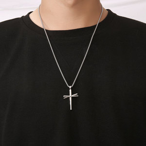 Men's Stainless Steel <b>Cross</b> Pendant Necklace Gold And Silver Hip Hop Style SP869 - Product Image 4