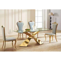 Table à manger rectangulaire en marbre de Foshan, structure en acier inoxydable, mobilier moderne pour appartement, hôtel, restaurant
