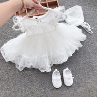 Robe de baptême blanche d'été pour bébés filles, robe de princesse pour mariage, robe de baptême en dentelle blanche, robe de communion pour anniversaire