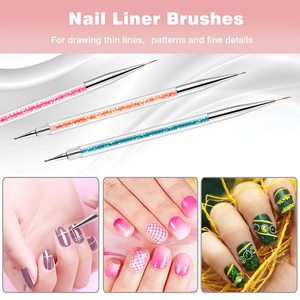 8pcs Nail Brush Set Diamond Handle <b>Glitter</b> Nail Art <b>Pen</b> Nylon Hair Liner Painting Gel Design Salon Manicure Brush <b>Pen</b> Set - Product Image 5