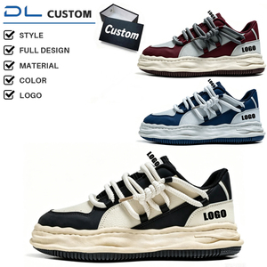 Sneakers Skate Unisex Personalizzate in Denim con Suola Ondulata Distortata, Lacci Spessi in Corda, Logo Personalizzato OEM ODM, Stile Vintage Streetwear - Product Image 1