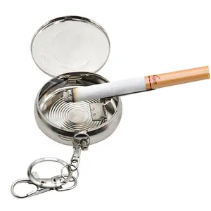 Porta-cigarro à prova de vento, mini cinzeiro de bolso em forma de relógio, chaveiro