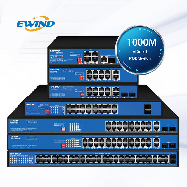 High-Performance Network Switches IEEE 802.3af/at Standard AI 300M Long-Range Transmission Efficient PoE Switch for Surveillance