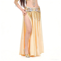 Jupe de danse orientale en polyester/rayonne de style arabe, fendue haute, sexy pour femmes, spectacle de scène