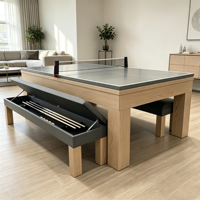 Table de billard de luxe moderne 2026 de 7FT/8FT avec éclairage LED, en bois massif et plateau de tennis, idéale pour les villas – Vente directe usine