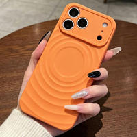 Coque de protection antichoc en silicone liquide avec grande fenêtre pour appareil photo, motif vague ondulée, magnétique, pour iPhone 18 17 16 15 Pro Max