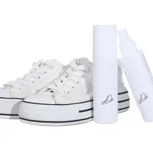 白色泡沫洗涤剂，带刷子鞋清洁剂，用于去除白鞋休闲皮鞋污渍