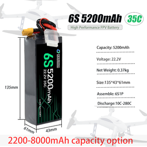 2026 Qiqi High Energy Density 3S 4S 6S 5000mah 5200mah <strong>Lipo</strong> Drone <strong>Battery</strong> Pack Durable and New for Rc Parts &amp; Accs - Product Image 3